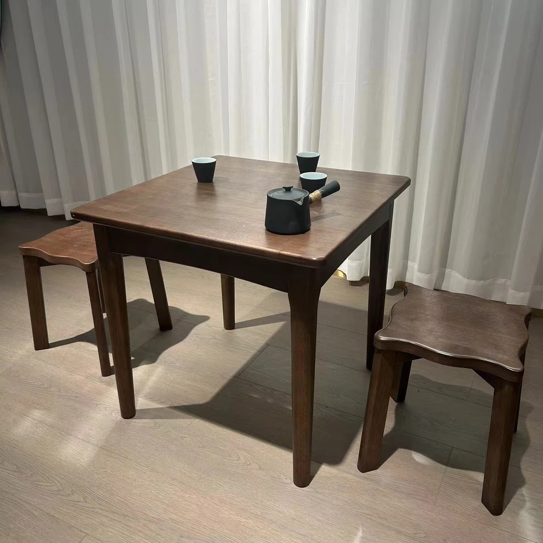 60正方形餐桌实木大方儿童客厅餐厅家用新中式简易饭椅办公
