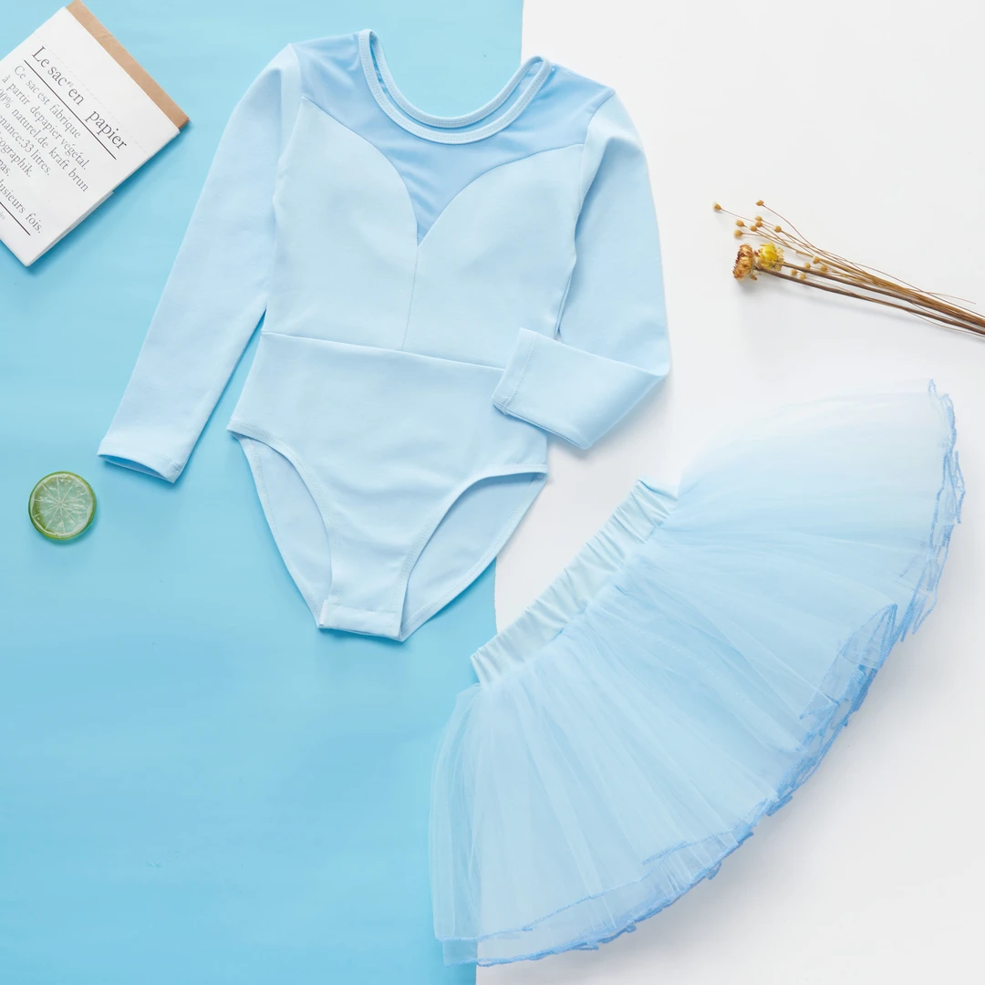 儿童舞蹈服秋季女童中国舞芭蕾舞练功服分体舞蹈服套装长袖考级服