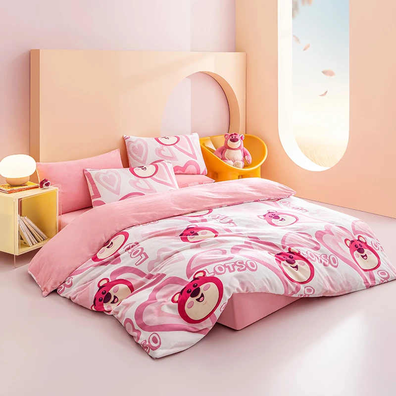 【硕硕专享】Disney/迪士尼牛奶绒草莓熊冬季加厚套件母婴 AX