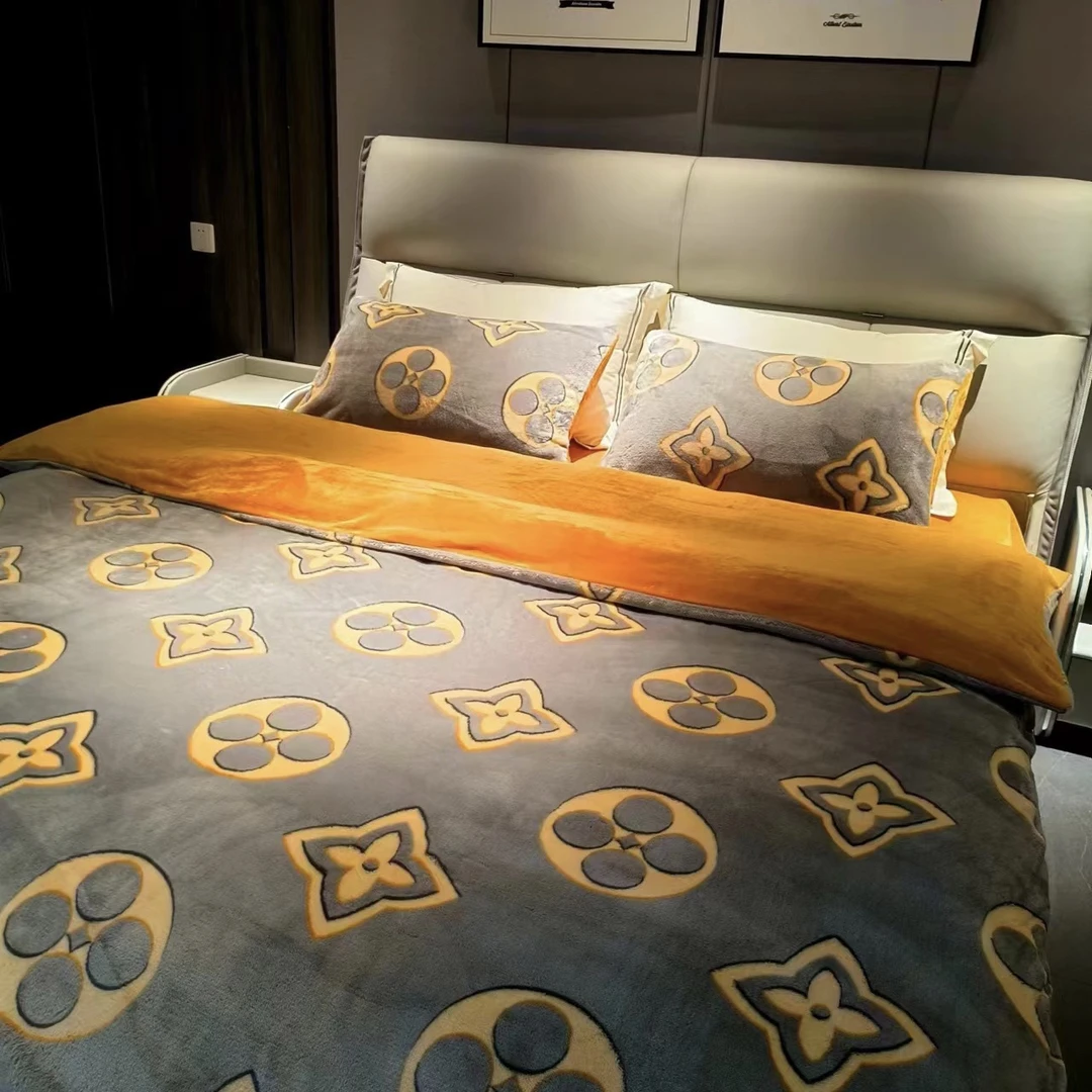 【老花】牛奶绒加厚款轻奢石墨烯防静电牛奶绒四件套