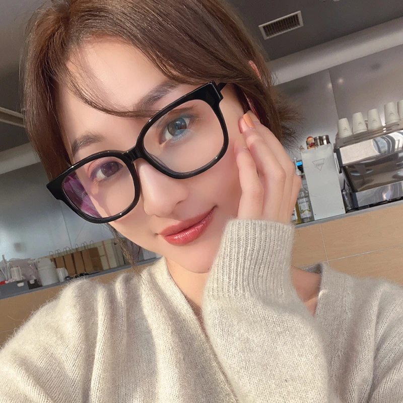 MS黑武士素颜眼镜框ins防蓝光眼镜可配近视大脸显瘦黑框眼镜方形