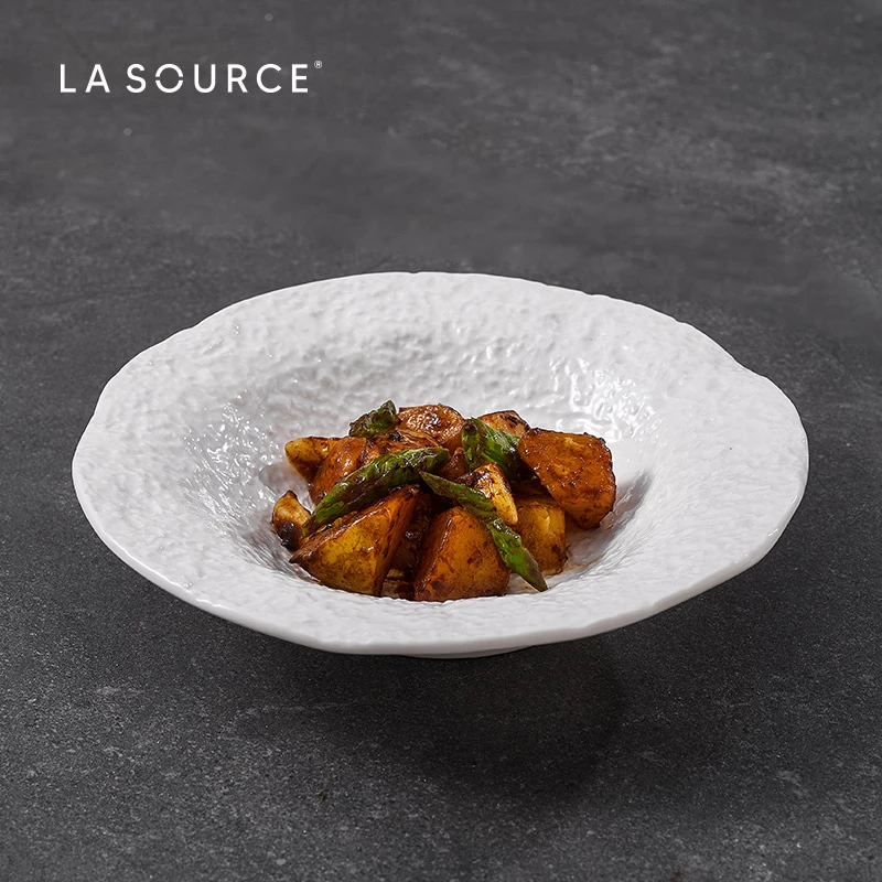 素石系列斗笠盘陶瓷盘子菜盘家用白色深盘北欧创意盘子高级感餐具