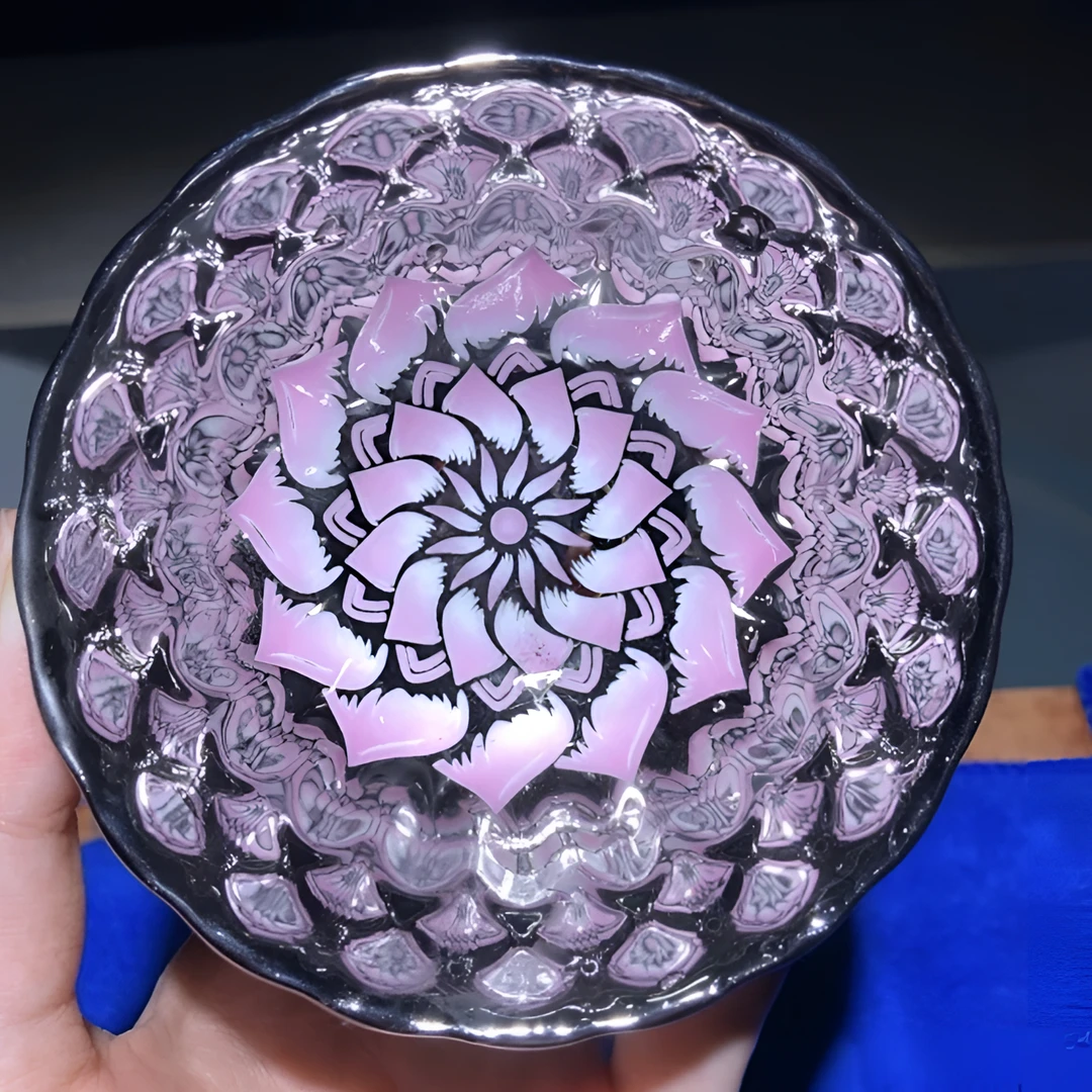 蓝莲花单杯粉莲花主人杯高端个人专用情侣对杯鎏银茶礼盒红颜知己