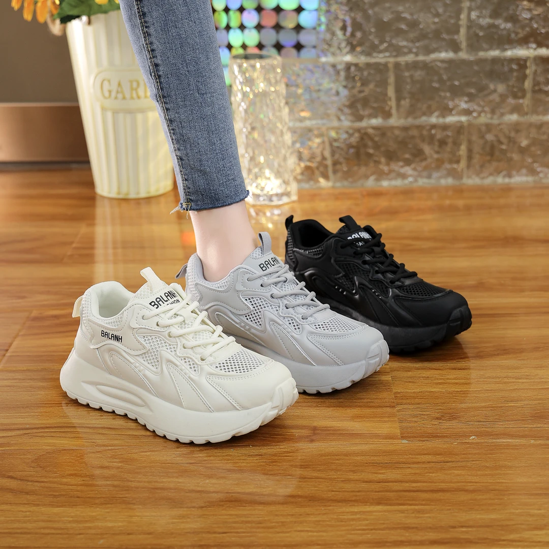 夏季新款网面百搭厚底透气休闲跑步鞋时尚运动鞋轻便软底女鞋