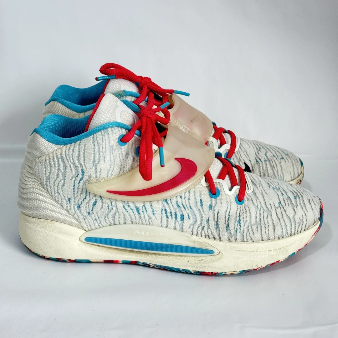 42.5码 Nike KD 14 杜兰特 篮球鞋 白红蓝公价1479 二手 鞋帮磨损