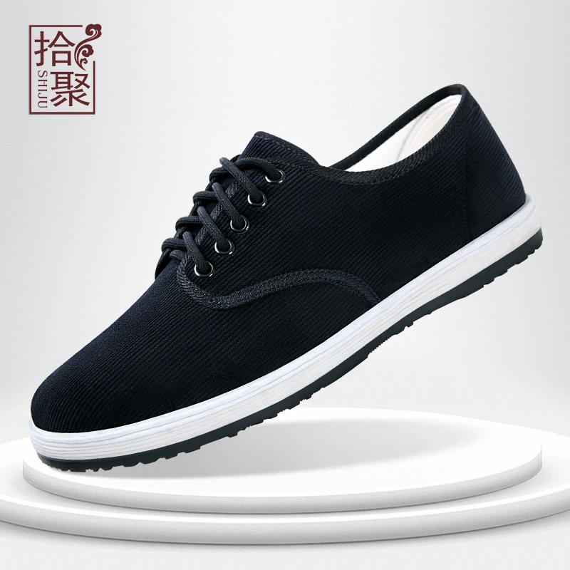 老北京布鞋男款2025秋季新款舒适透气老人鞋爸爸鞋千层底黑色布鞋