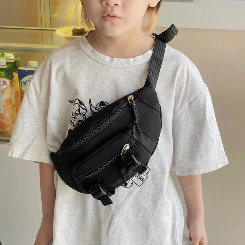 儿童节礼物胸包简约纯色字母男童帅气斜挎包休闲洋气女孩出游小包