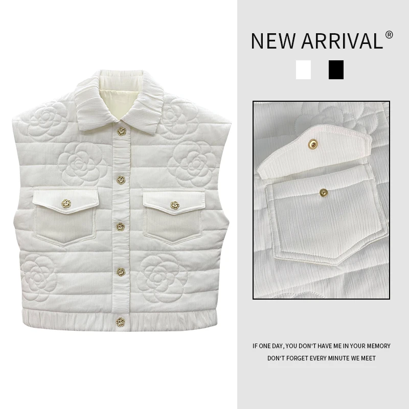 小香风复古短款棉衣马甲女秋冬潮流时尚洋气百搭无袖马夹女款外穿