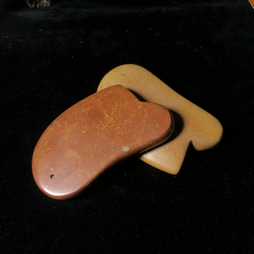 正宗泗水滨红黄砭石刀型刮痧板肩颈脸部全身疏通刮脸厚约16mm