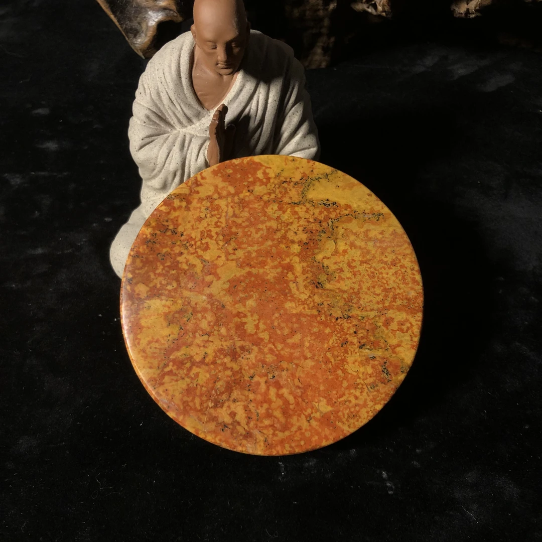 泗水滨红黄砭石精品热敷石红黄相间加厚家用养生馆专用身体spa石