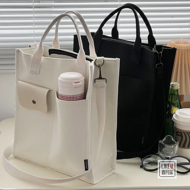 喜凡你原创有型文艺简约通勤单肩斜挎帆布韩版ins原宿风休闲布袋