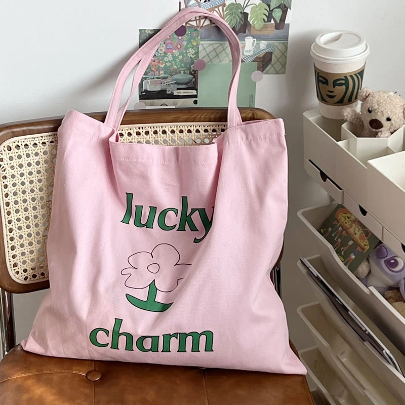 原创日系小众花朵Lucy charm大容量单肩帆布包文艺小清新托特包女
