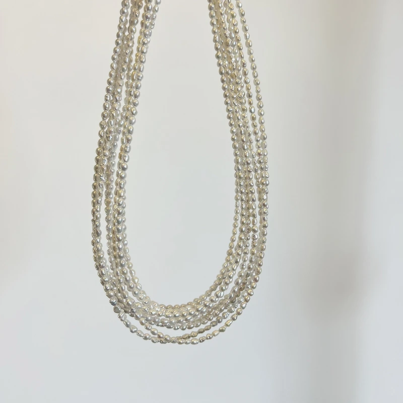 天然淡水强光无核keshi珍珠3-4mm锁骨链(多样性随机发货一件)