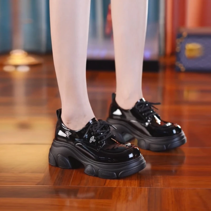 【小小红】2024早秋小众厚底增高8CM小皮鞋小个子松糕乐福鞋1316-1