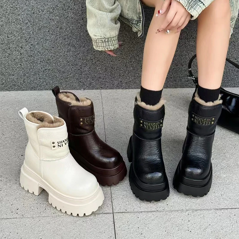 【望穿秋水】10-14CM英伦风厚底加绒英伦马丁靴女小个子短靴9778-30