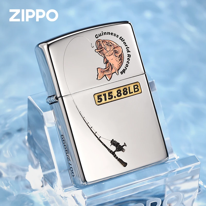 ZIPPO打火机正版深雕镶嵌钓鱼防风原装男士高档经典送礼DY8908FD