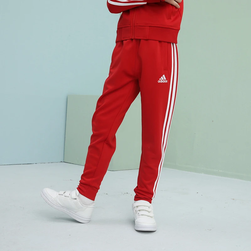 adidas/阿迪达斯儿童红色宽松条纹运动休闲长裤TR30P3K-RW