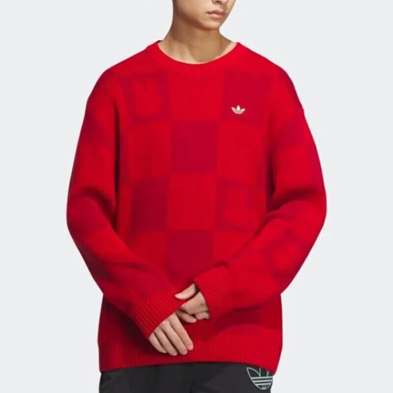 adidas阿迪达斯三叶草本命年红新年红米菲兔年针织套头衫HY7273