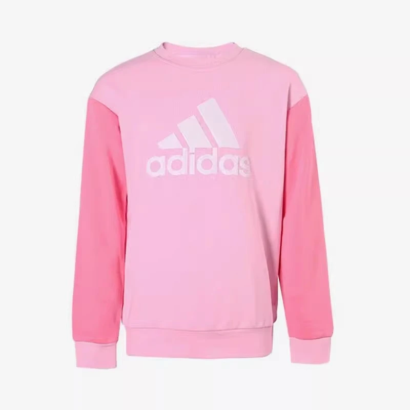 adidas阿迪达斯粉色小童拼接圆领卫衣套头衫 HR9316