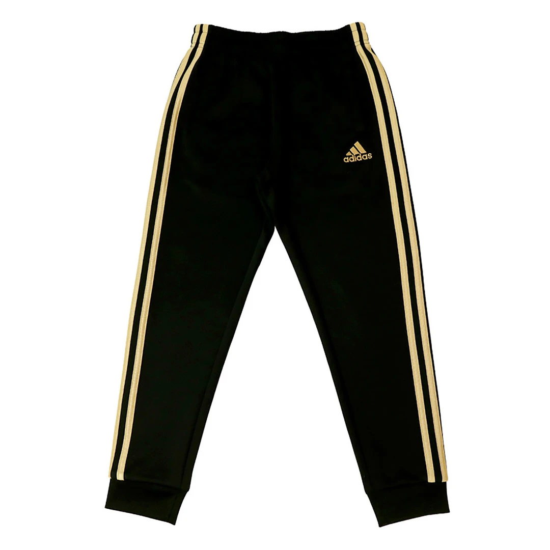 阿迪达斯经典条纹运动裤舒适黑色运动训练男女童长裤TR30P3K-BG
