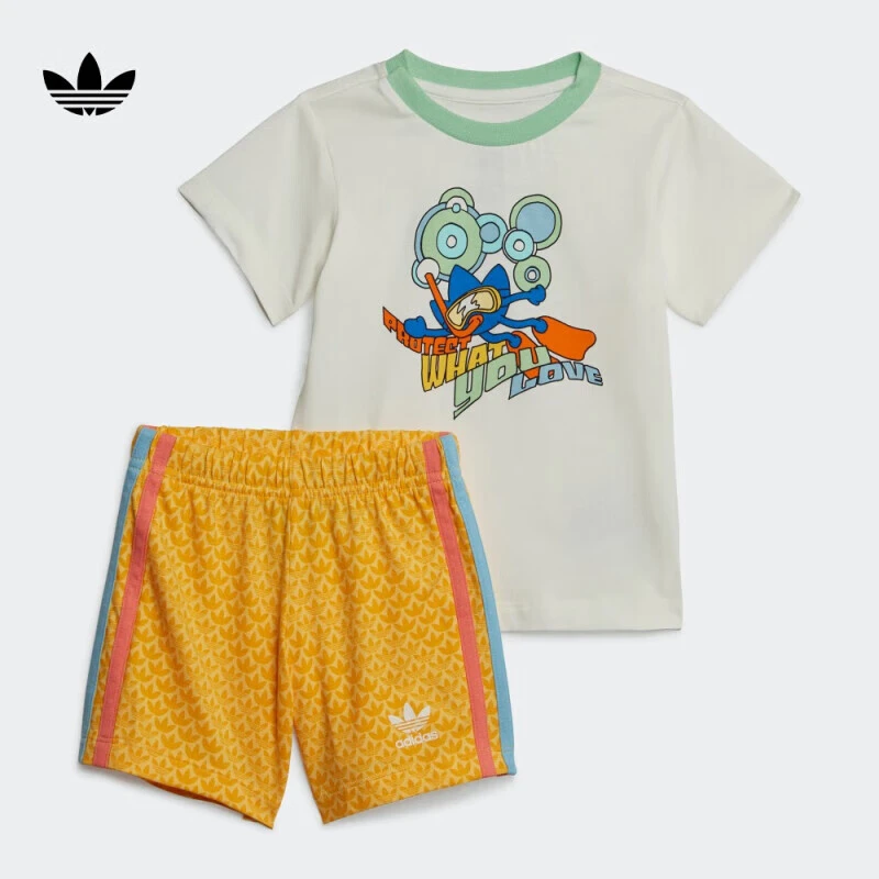 adidas阿迪达斯三叶草男婴童印花运动短袖套装IB8614