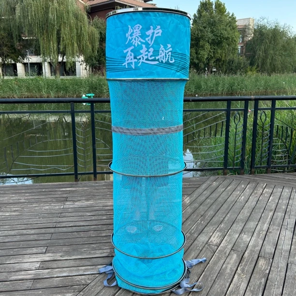 新款50cm全钢圈加厚涂胶网布野钓竞技黑坑鱼护鱼护网防伤鱼防挂鱼