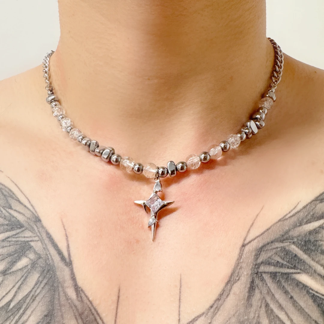 钛钢项链 [万花冰镜 ]高级轻奢锁骨链男女小众不掉色小众吊坠配饰