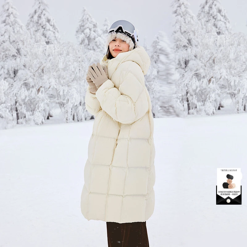 【衣衣专属】伊芙丽连帽直身中长保暖白鸭绒羽绒服女款1EA980701
