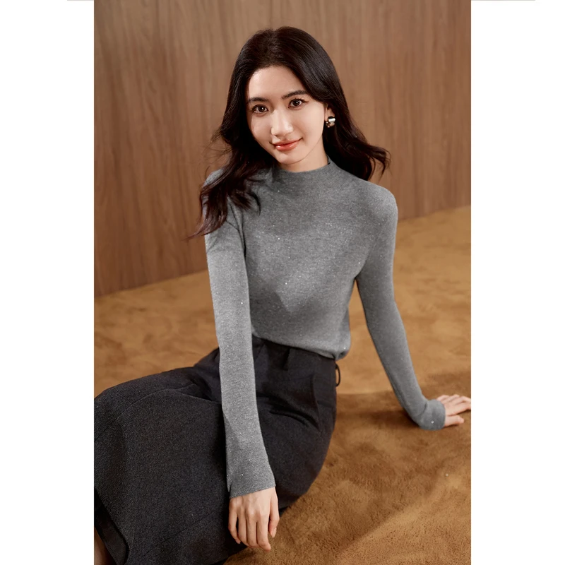 【衣衣专属】伊芙丽半高领织打底衫毛针织衫2024冬毛衫1FA935321