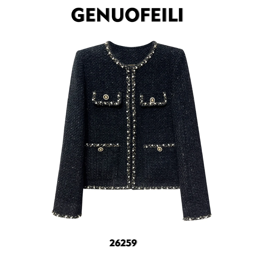 26259 小香风外套女气质轻奢时尚法式秋冬粗花呢长袖