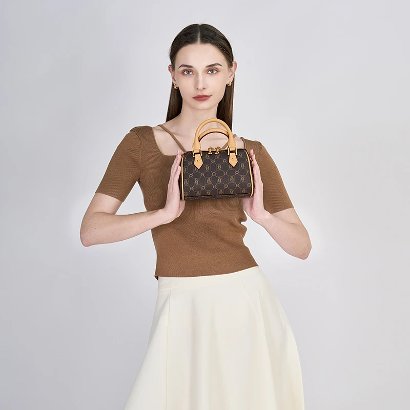 暇步士手提单肩斜挎包波士顿气质斜挎包手工轻奢经典HA-1312322