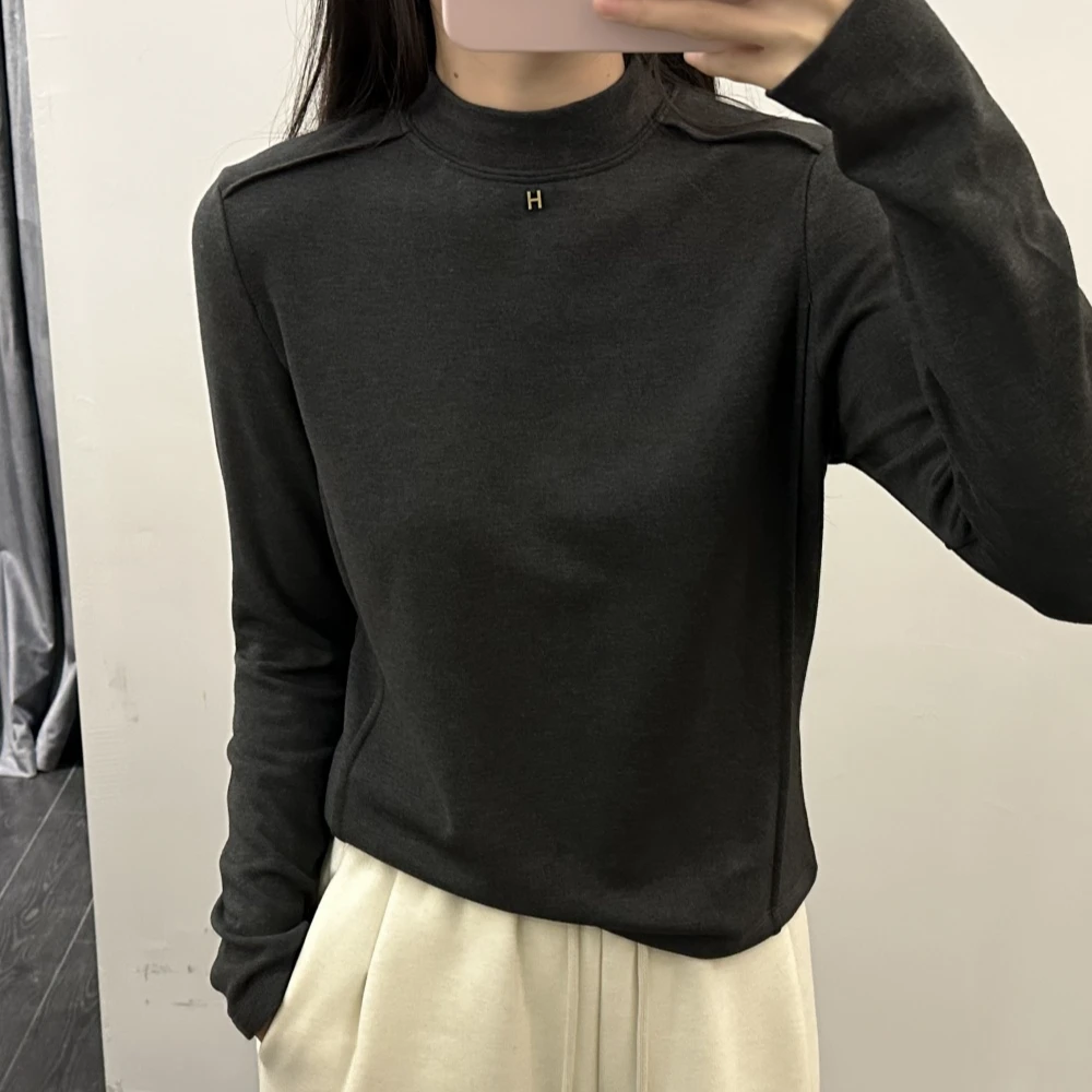 清货「特丽绒内里抓毛」保暖内搭打底衫冬季韩版百搭小众设计感T107