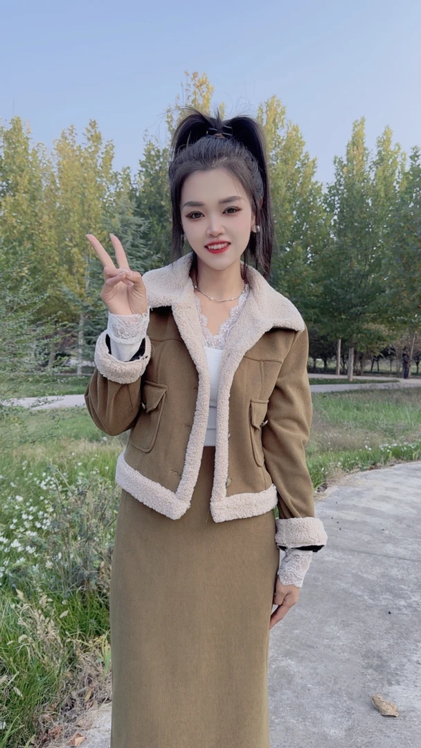 【加绒加厚】【两件套】小香风2024新款短外套半身裙两件套88036#