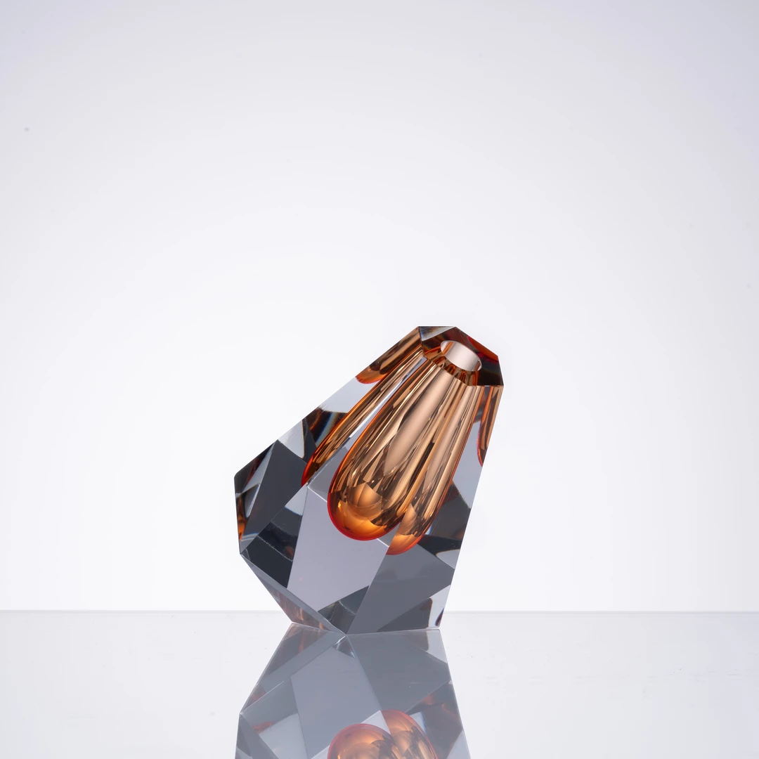 安桔美术馆【钻石香薰瓶-橙红色】意式轻奢高档纯手工艺术香薰瓶