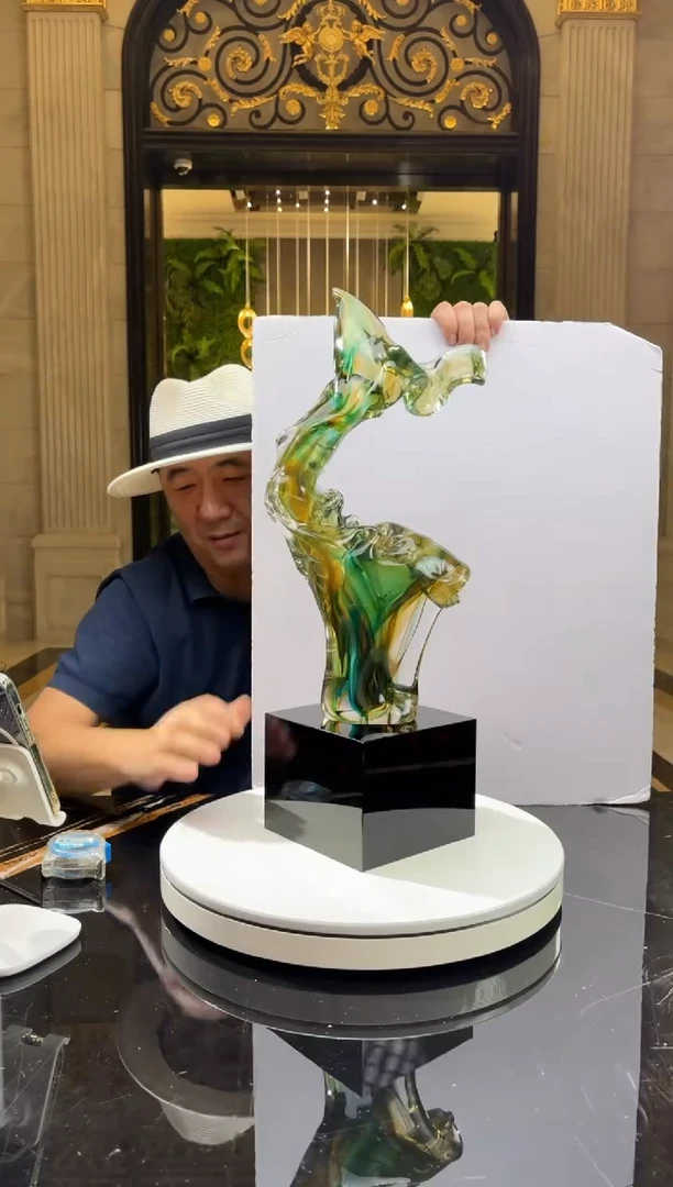 【闪购商品】茶宠艺术琉璃摆件E15+黑色高底座15*12