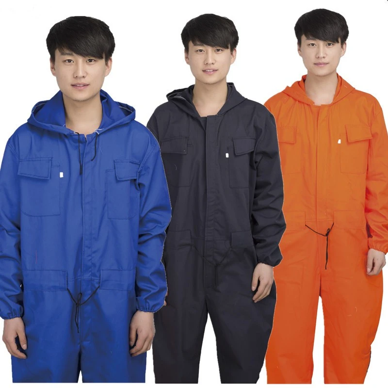 春秋连体工作服男连帽防尘防污防护服带帽无尘服汽修喷漆服劳保服