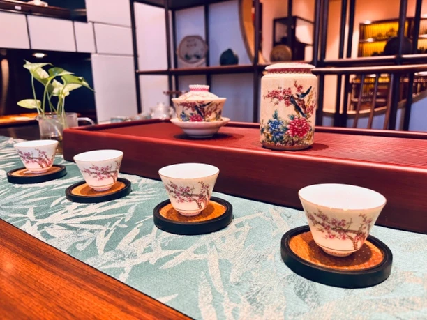 成艺掐丝牡丹三才盖碗6入茶具新中式茶杯防水中国风国潮高档礼品