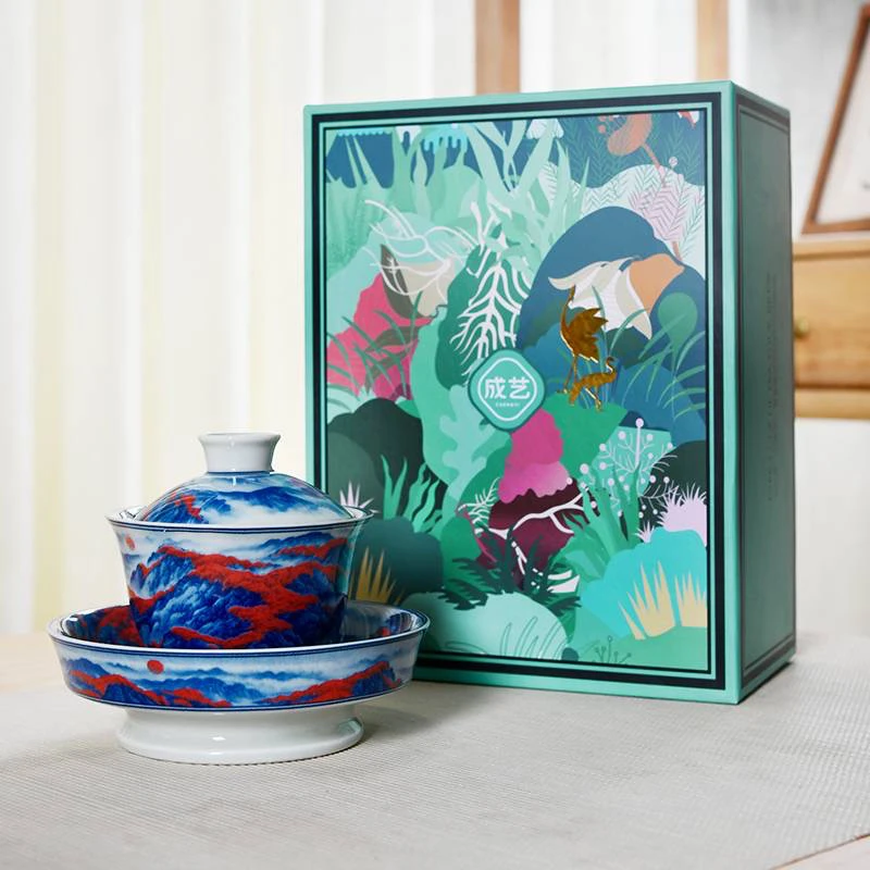 成艺鸿运当头融香介杯三才盖碗大号盖碗批发定制茶具礼品伴手礼