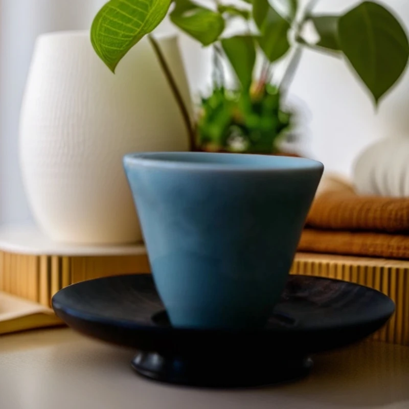 成艺青瓷斗笠杯手绘手工主人杯独立包装礼盒礼袋高端茶器送礼佳品