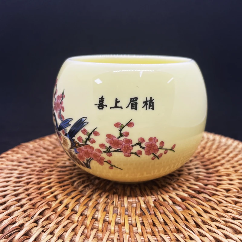 【喜上眉梢】李桂莲汝窑家用陶瓷主人杯手绘描金禅定杯创意纯手工