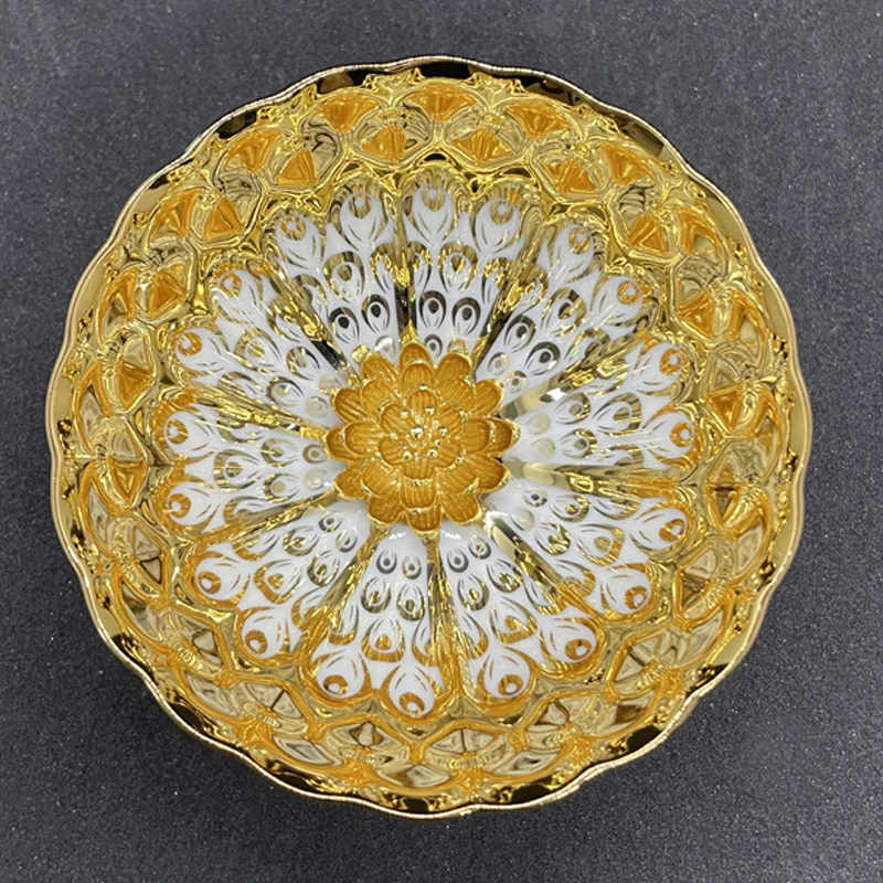 【金玉满堂金莲花】轻奢金色黄色花纹珐琅彩描金精致主人杯复古陶瓷