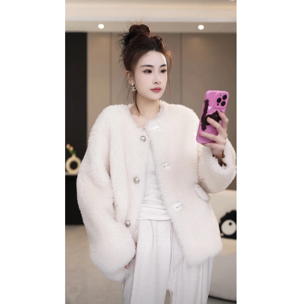 【所姿】  新款冬季休闲加厚宽松时尚羊毛女士外套SZ-582