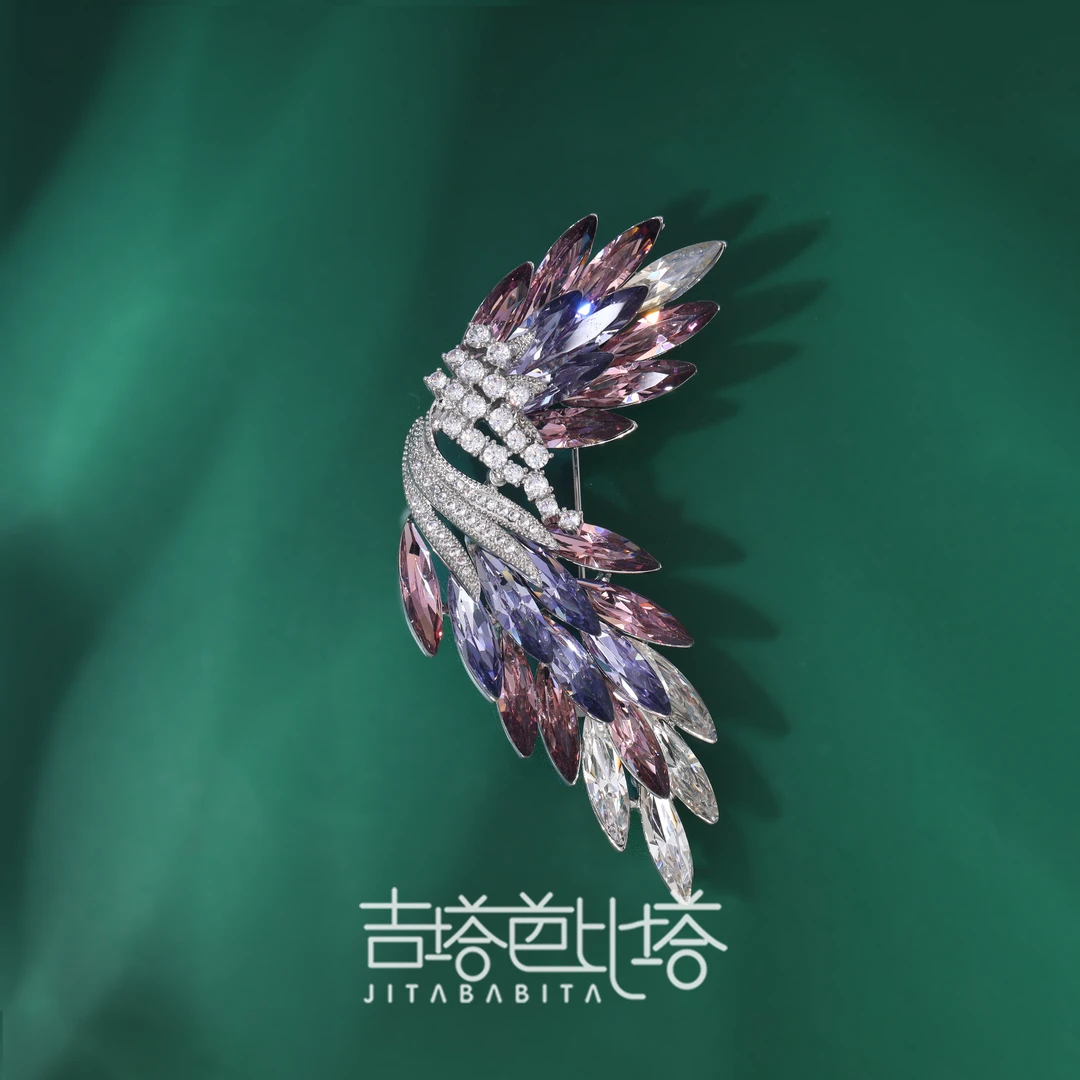 铜合成锆石胸针 奢华高档时尚百搭复古渐变拼色胸针JT-944