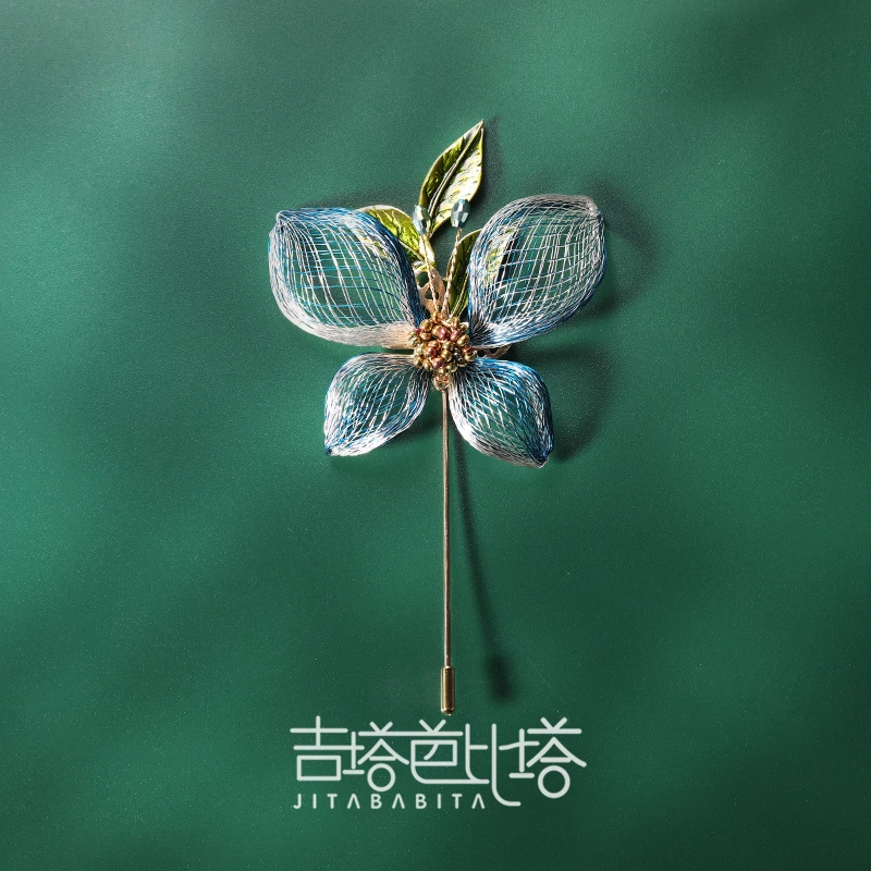 吉塔芭比塔 铜合金胸针 【蝴蝶兰】手工一字插针胸花   JT-158