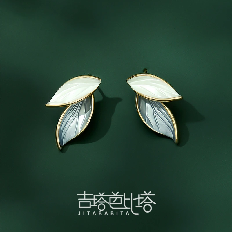 吉塔芭比塔 铜合金耳饰 时尚轻奢小众简约清新树叶耳饰 JT-134