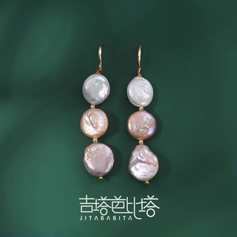 铜合金耳饰 时尚古风轻奢百搭气质手工优雅圆盘长款耳饰 JT-717