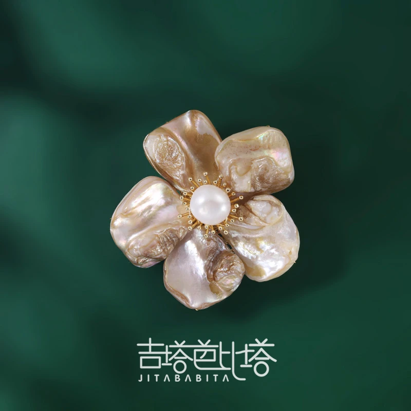 法式轻奢配饰手作异形巴洛克花朵胸针饰品   JT-697