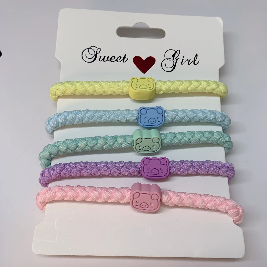 5根装奶油色高弹力马尾辫发绳