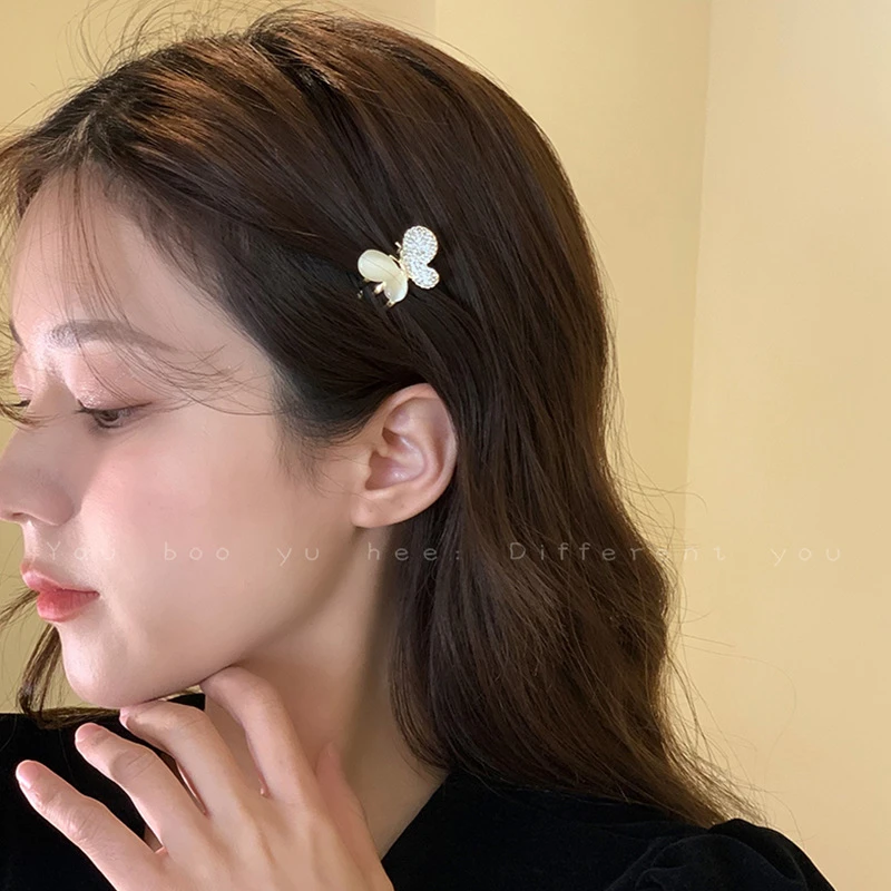 喜萌超仙猫眼石蝴蝶发夹女气质碎发刘海夹外出百搭发卡甜美简约