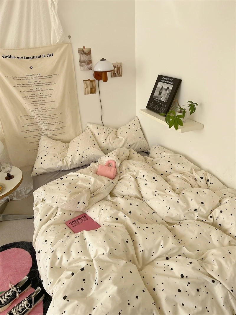 梦皙「 繁星」ins可爱少女纯棉四件套全棉泼墨床单被套宿舍床上用品